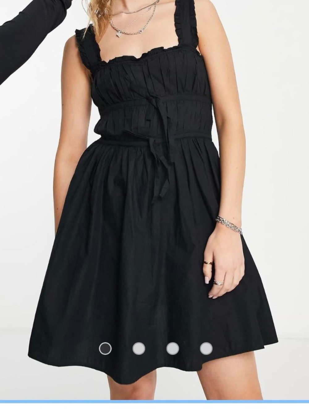 Top shop size 10 black mini ruffle bow dress